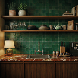 Handmade Moroccan Zellige | 10x10 cm | Zellige Bottle Green