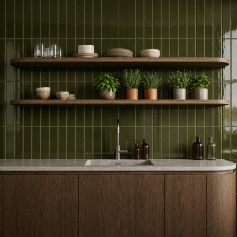 Carreaux muraux en céramique | 7.8x29.8 cm | Tones Olive 