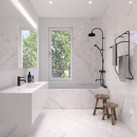 Carrelage poli en céramique | 60x60 cm | Calacatta
