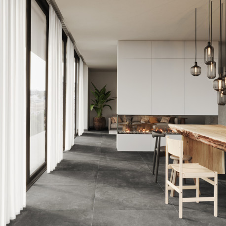 Ceramic floor and wall tile | 90x90 cm | Tilestone Betontec Dark