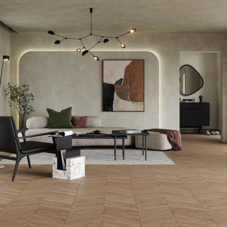 Ceramic parquet tile | 60x120 cm | Madeira Oak Chevron